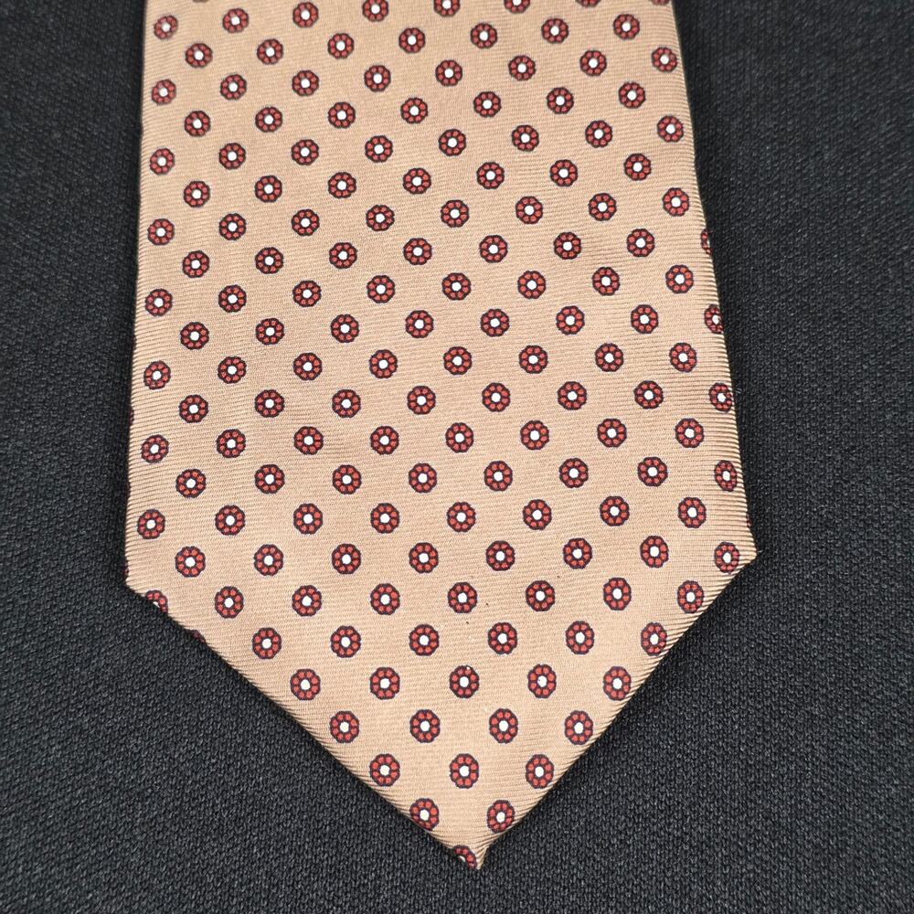 Ted Lapidus Tie Men's Beige Red Silk Patterned Floral Medallion